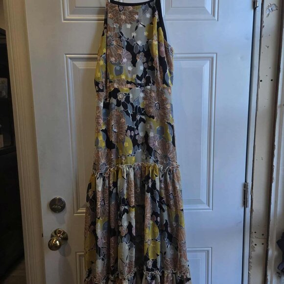 Wonderful Memories Black Floral Jacquard Tiered Midi Dress Lulus Size M - Picture 4 of 10